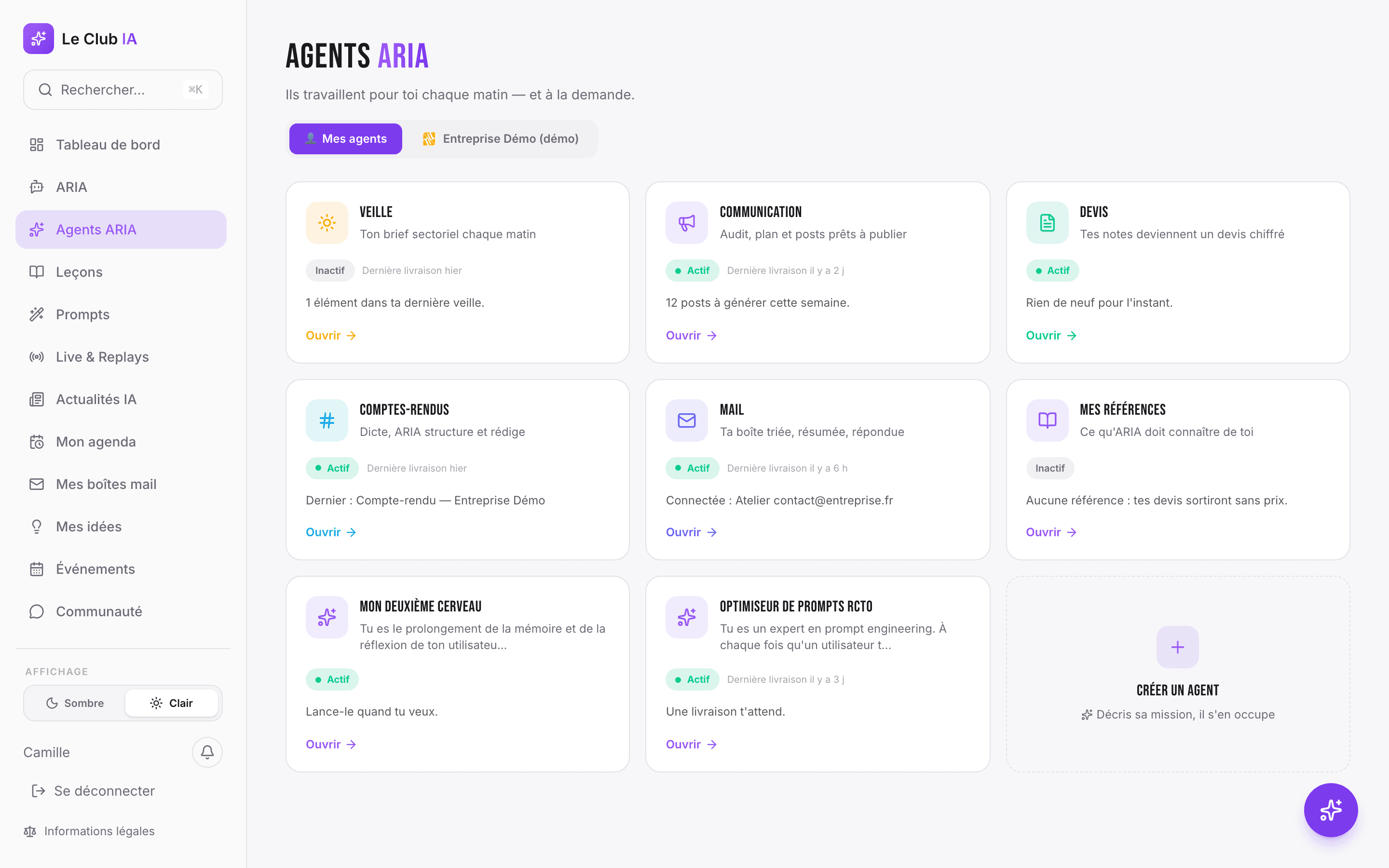 Les agents ARIA : veille, communication, devis, comptes rendus, mail