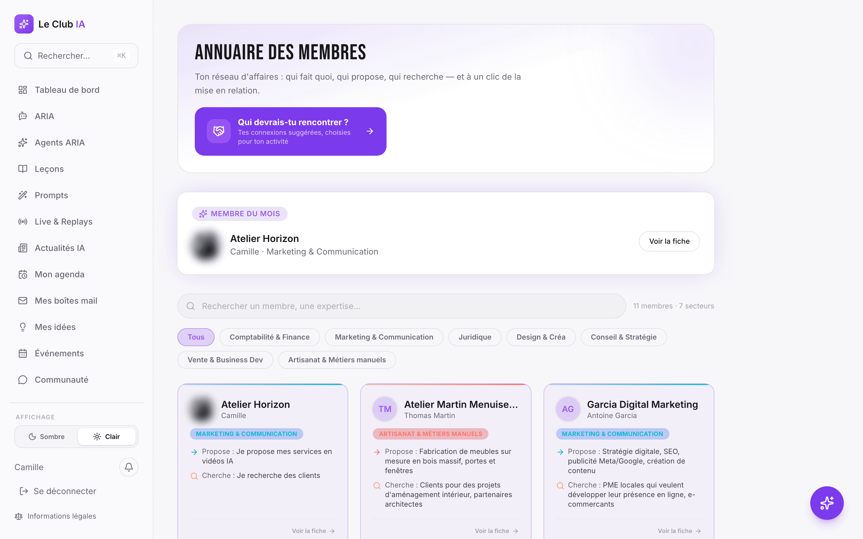 L'annuaire des membres et leurs expertises